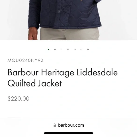 Used Men’s Barbour Heritage Liddesdale Quilted Jacket (large) - Picture 3 of 3